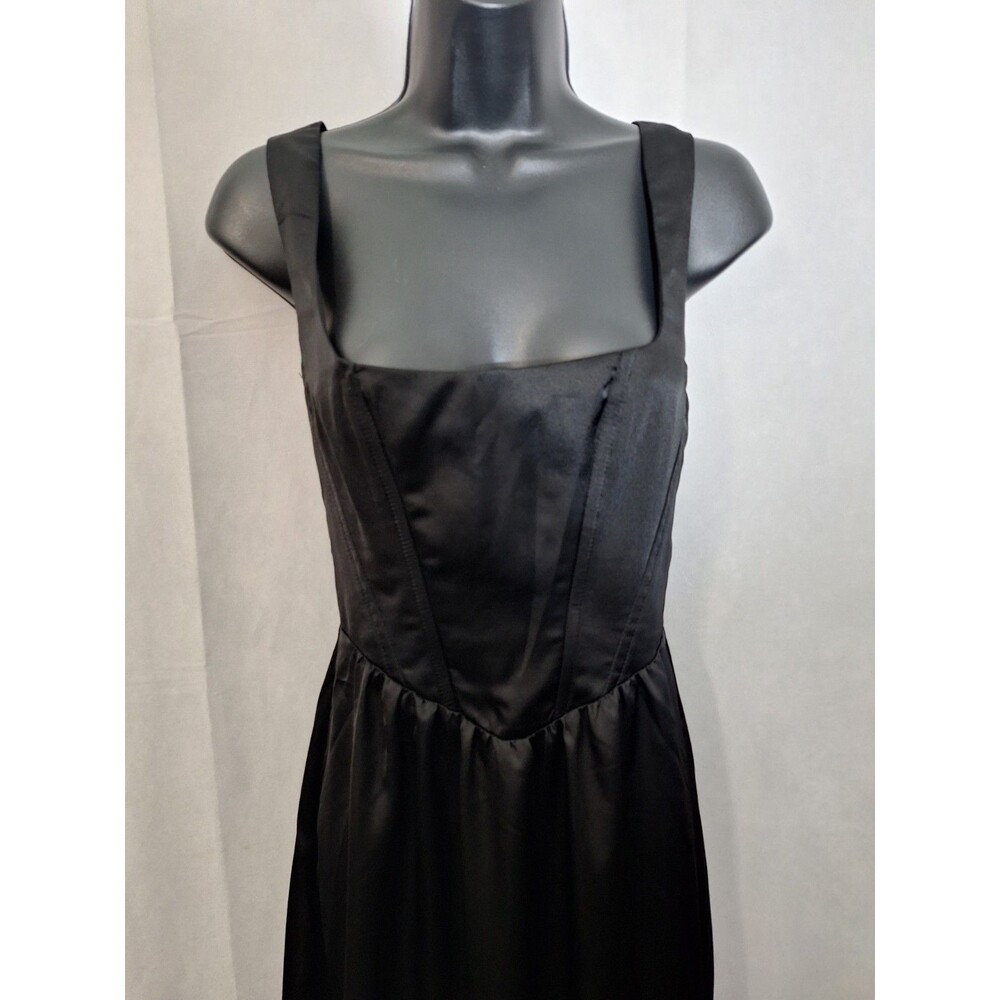 Show Me Your MuMu Nina Maxi Dress Sz Small Black Satin Elegant Wedding Formal - Picture 5 of 16